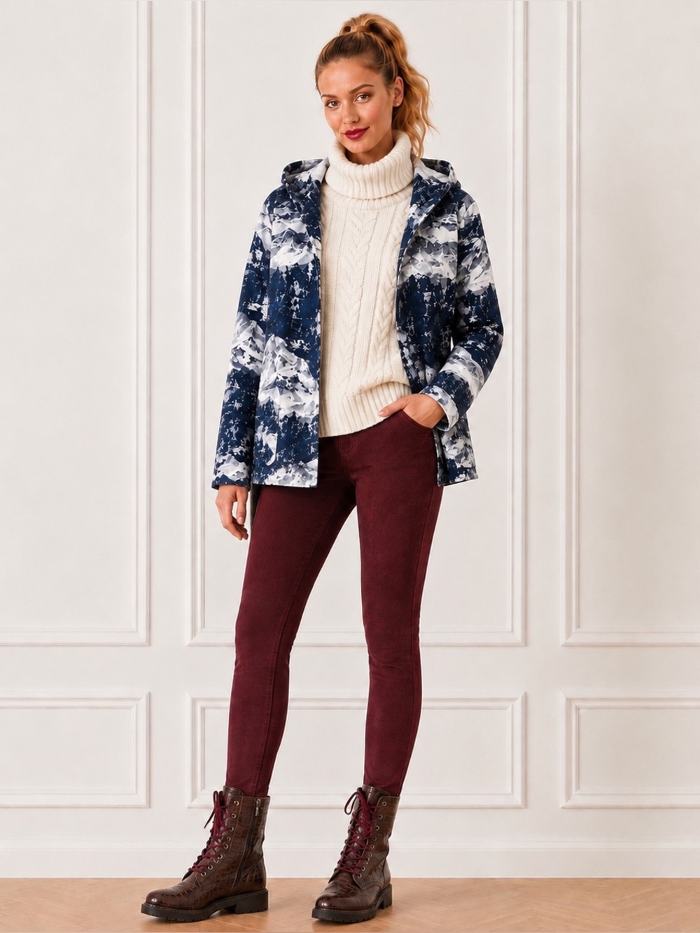 NWT Urban Outfitters BDG Womens XS Fleece Open Front Hooded Print Jacket Coat